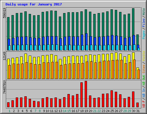 Daily usage for January 2017