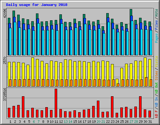 Daily usage for January 2018