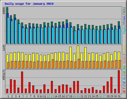 Daily usage for January 2019