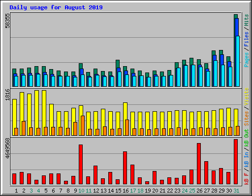 Daily usage for August 2019