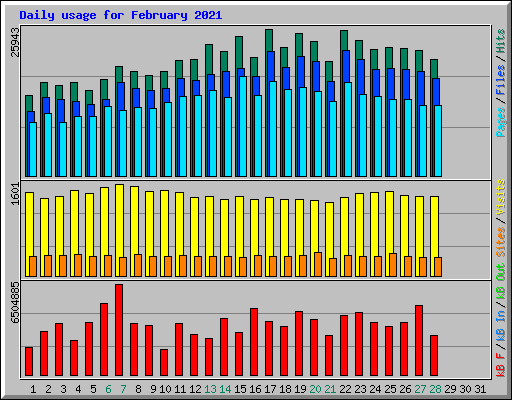 Daily usage for February 2021
