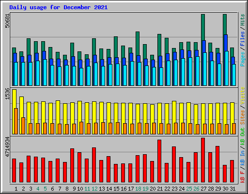 Daily usage for December 2021