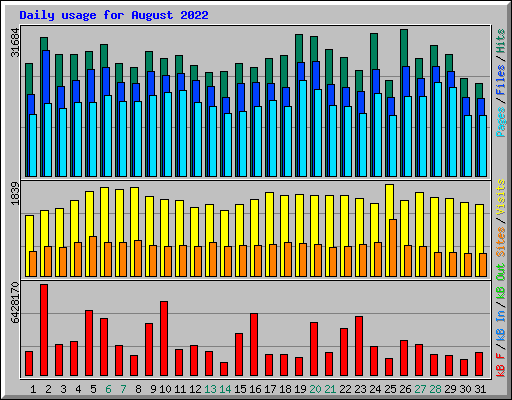Daily usage for August 2022
