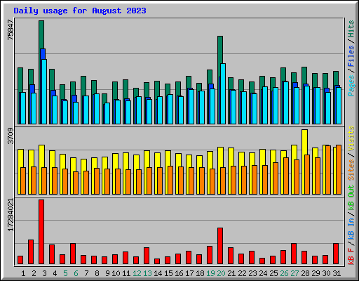 Daily usage for August 2023